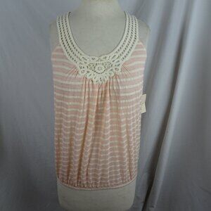 Y2K Twenty One Cream/Blossom Striped Top Size M